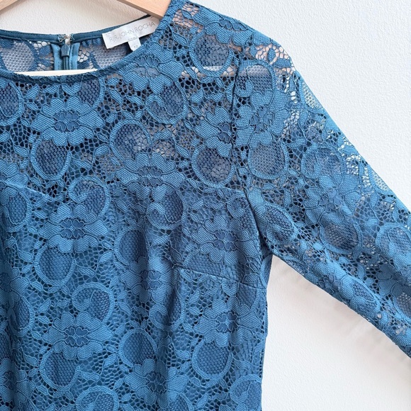 John Rocha Emerald Blue Lace Knee Length Dress - Picture 8 of 16